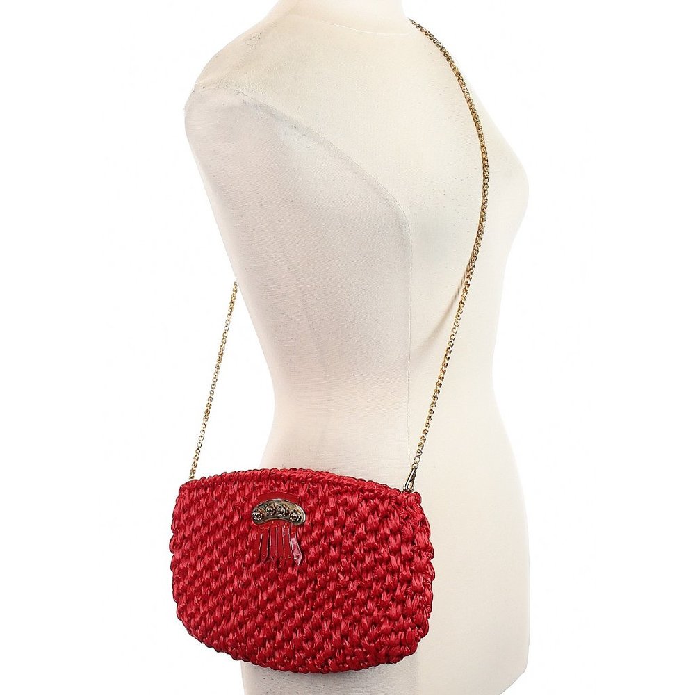 🔥NEW 100% AUTH RODO Red Crossbody w/ Gold Accents